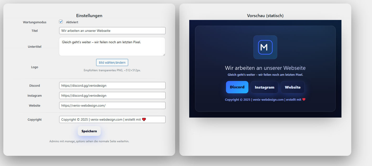 Projektbild: Maintenance Plugin